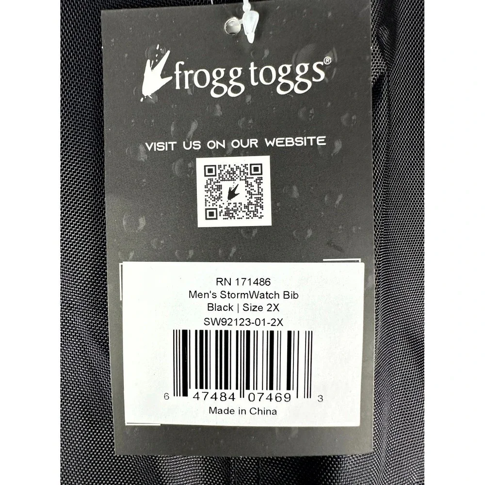 Frogg Toggs Bibbs Overalls Mens 2XL Black StormWatch Waterproof Breathable New - Picture 11 of 13